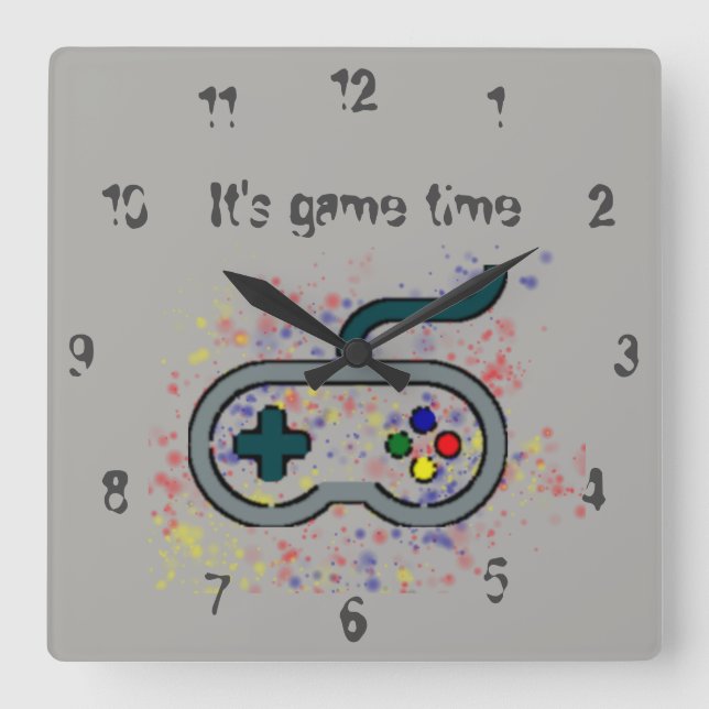 Gamer-Uhr Quadratische Wanduhr (Vorderseite)