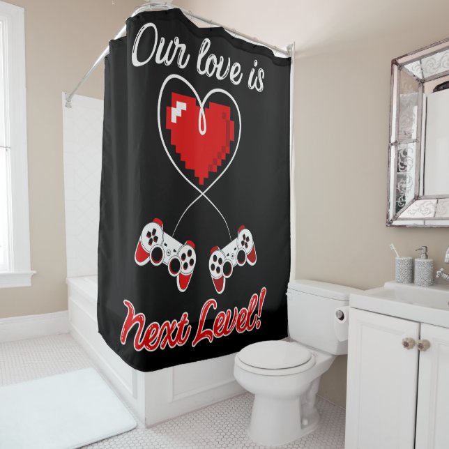 Gamer Valentine Douche rideau (En situation)