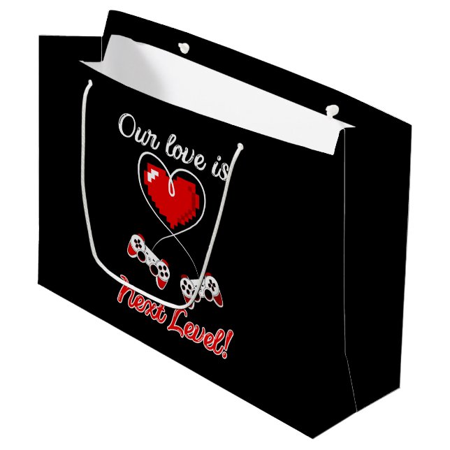 Gamer Valentine Gift Bags Große Geschenktüte (Vorderseite Schrägansicht)