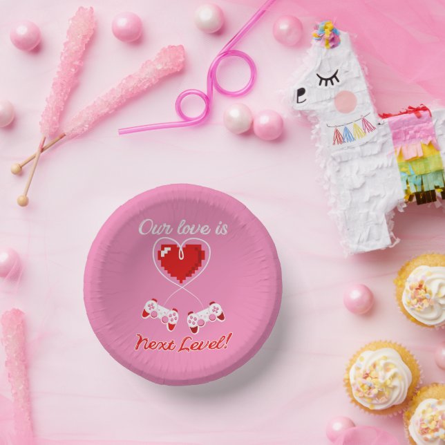 Gamer Valentine Paper Bowls Pappteller (Party)