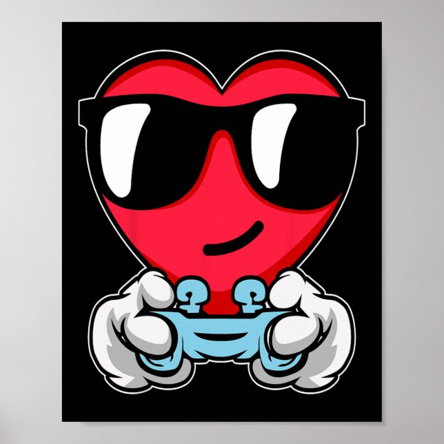 Gamer Valentinstag Niedlich-Videospiel-Controller  Poster (Vorne)