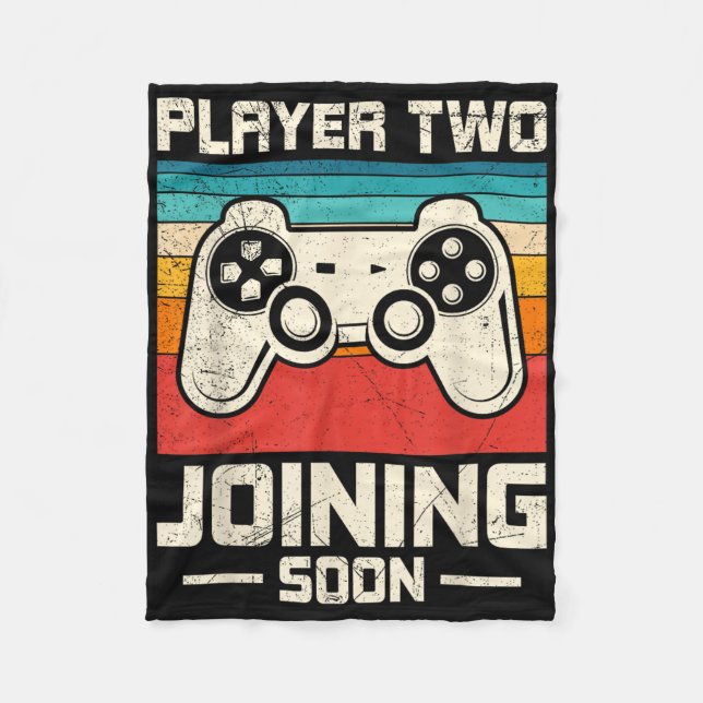 Gamer Vater Player Two Joining Bald wird es lustig Fleecedecke (Vorderseite)