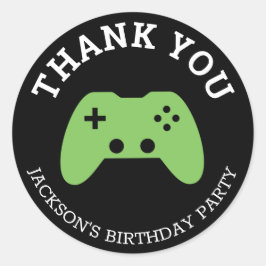 Gamer Video Game Party Vielen Dank Personalisiert Runder Aufkleber