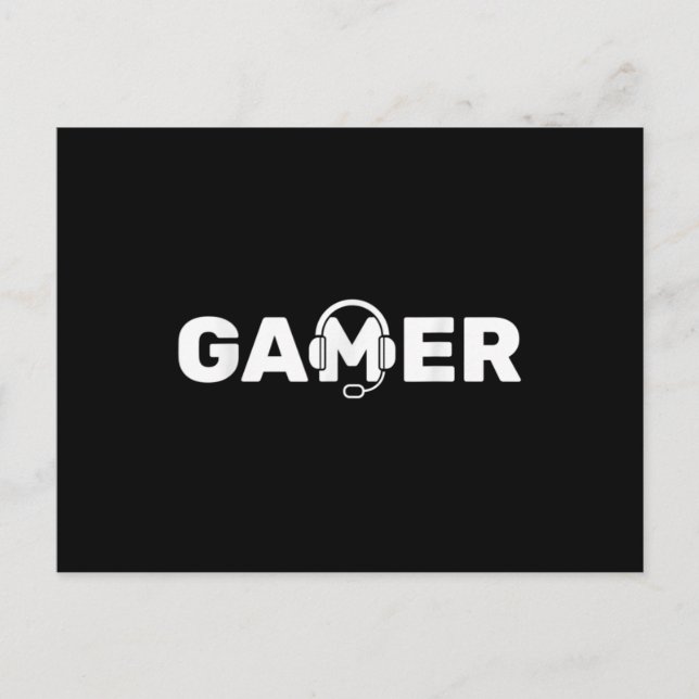 Gamer-Videospiele mit Kopfhörern Postkarte (Vorderseite)