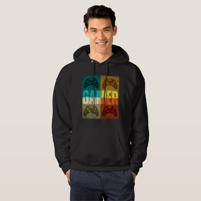 GAMER VINTAG VIDEO GAME CONTROLLER HOODIE (Vorne ganz)