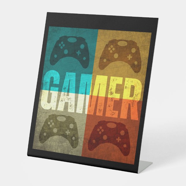 GAMER VINTAG VIDEO GAME CONTROLLER SOCKELSCHILD (Vorderseite)