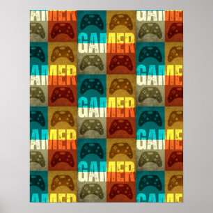 GAMER VINTAGE VIDEOSPIELKONTROLLER POSTER