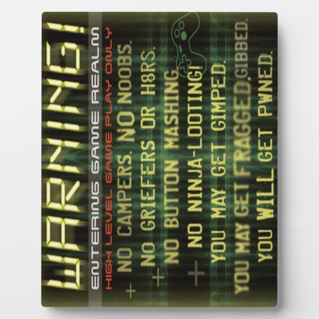 Gamer-Warnschild Fotoplatte (Vorderseite)
