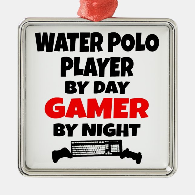 Gamer Water Polo Player Silbernes Ornament (Vorne)