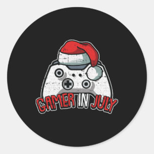 Gamer Weihnachten im Juli Gaming Videospiel-Contro Runder Aufkleber