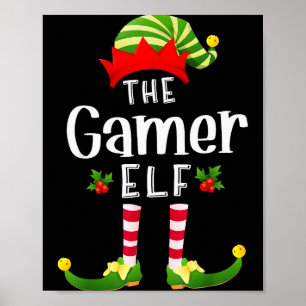 Gamer Weihnachtself passendes Schlafanzug X-mas Pa Poster