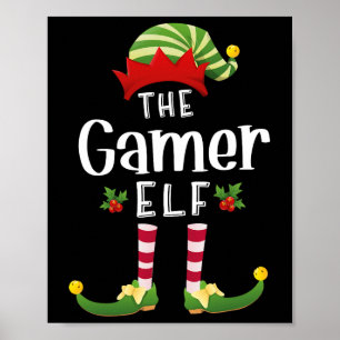 Gamer Weihnachtself passendes Schlafanzug X-mas-Pa Poster