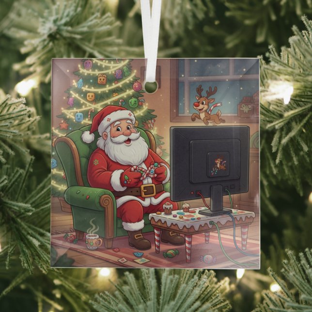 Gamer-Weihnachtsmann-Ornament Ornament Aus Glas (Insitu)