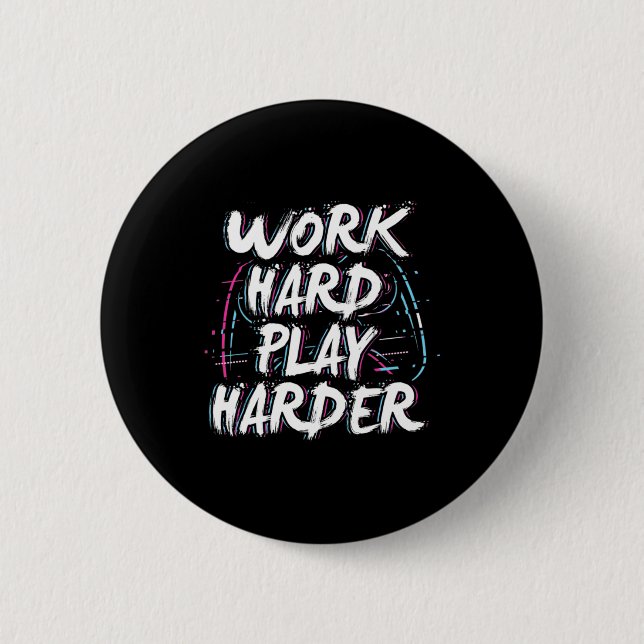 Gamer Word Hard Play Harder Button (Vorderseite)