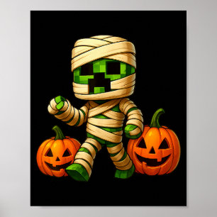 Gamer Xel Kürbis Mumie Männer Kinder Junge Hallowe Poster