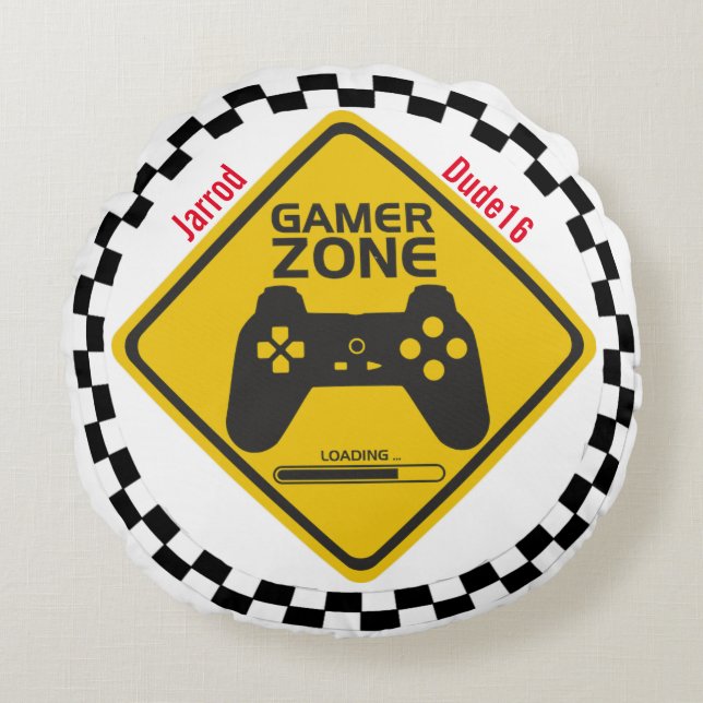 Gamer Zone Video Gaming Runde Kissen (Vorderseite)