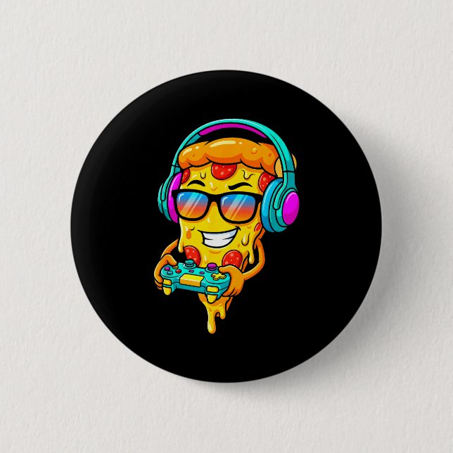 Gamer Zza Slice Video Gaming Boy Enthusiast Gamer  Button (Vorderseite)