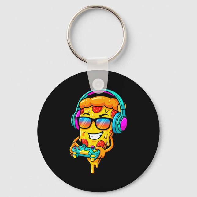 Gamer Zza Slice Video Gaming Boy Enthusiast Gamer  Schlüsselanhänger (Vorderseite)