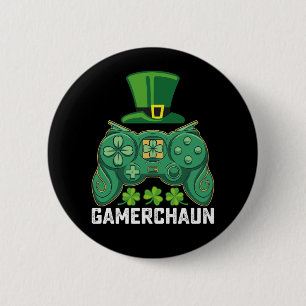 Gamerchaun Gamer Gaming Games St Patrick's Day Button