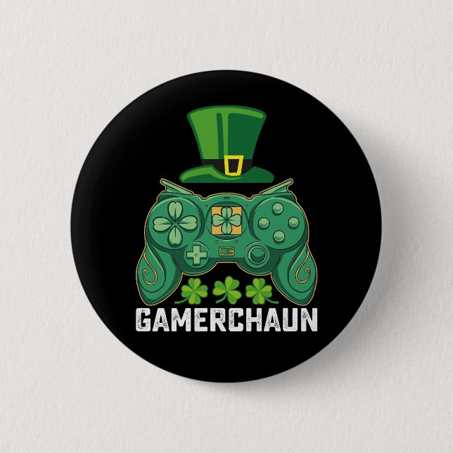 Gamerchaun Gamer Gaming Games St Patrick's Day Button (Vorderseite)