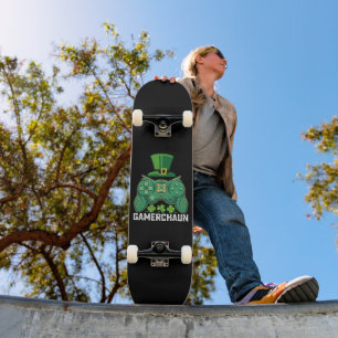 Gamerchaun Gamer Gaming Spiele St. Patrick's Day Skateboard