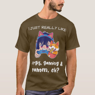 GamerCorgi Dog Ramen Lover Anime Gaming Lover T-Shirt