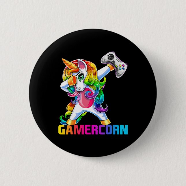 Gamercorn Dabbing Einhorn Videospiel-Controller Ga Button (Vorderseite)