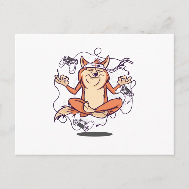 Gamerhund meditiert postkarte (Vorderseite)