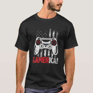Gamerica Video Game 4th July Jungs American Flag T-Shirt