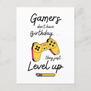 "Gamers Level Up Birthday Card Design" Postkarte