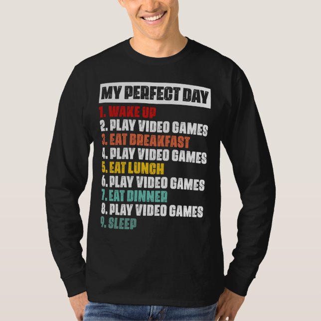 Gamer's Perfect Day Basic Long Sleeve T - Shirt (Vorderseite)