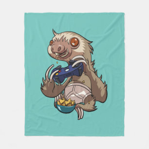 GamerSloth, der Nachos im Unterhose-Cartoon isst Fleecedecke