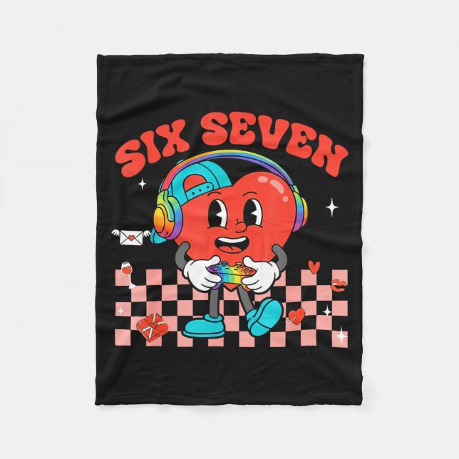 Games Valentine 67 Six Seven Funny Gamer Heart Cut Fleecedecke (Vorderseite)