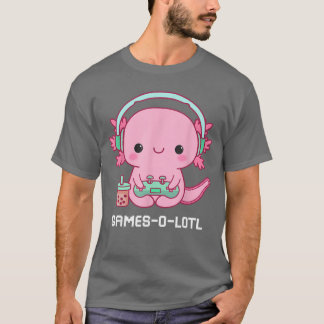 Gamesalotl Aolotl Cute Kawaii Fish Playing Video G T-Shirt