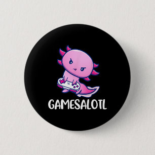 Gamesalotl Axolotl Cute Playing Video Game Button