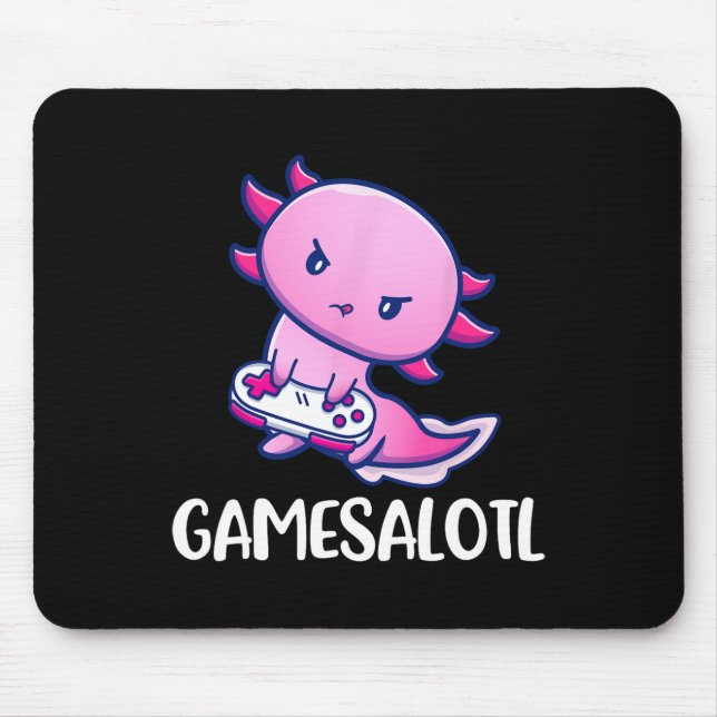 Gamesalotl Axolotl Cute Playing Video Game Mousepad (Vorne)