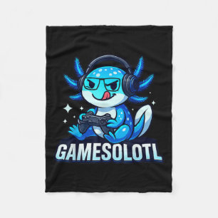 Gamesolotl Axolotl Fisch Gamer Gaming Anime Video  Fleecedecke