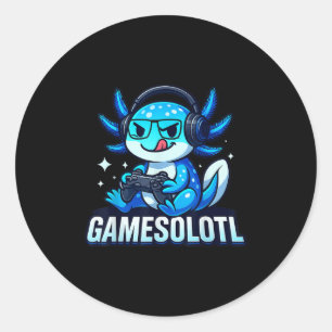 Gamesolotl Axolotl Fisch Gamer Gaming Anime Video  Runder Aufkleber