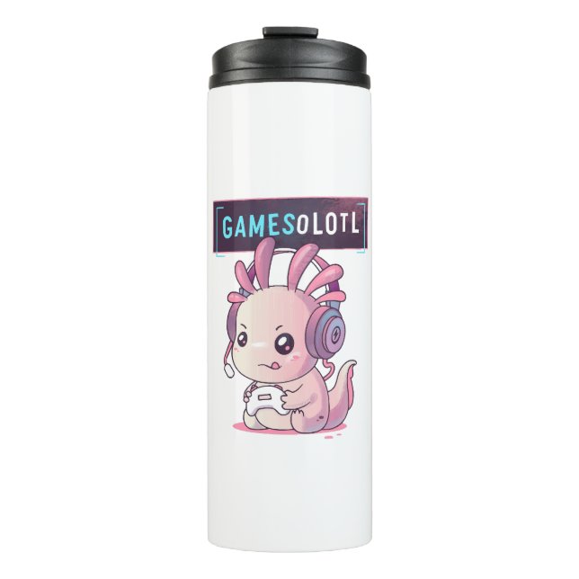 Gamesolotl - Axolotl Gamer Thermosbecher (Vorderseite)