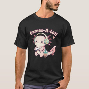Gamesolotl Axolotl Headphone Pink Axolotl Gamer Cu T-Shirt