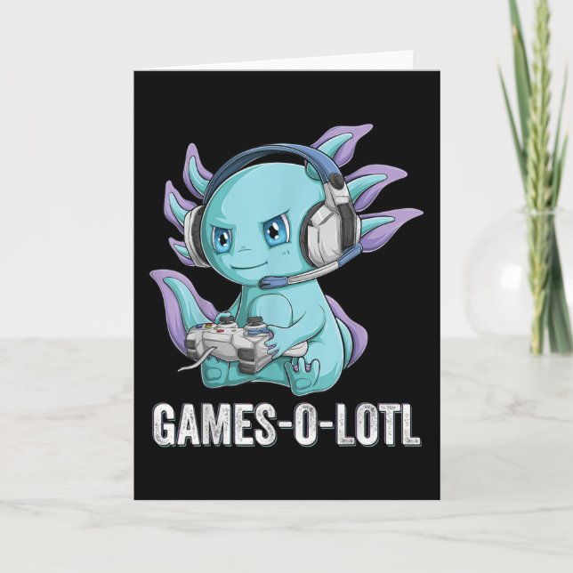Gamesolotl Axolotl Video Gamer Kawaii Anime Jungs Karte (Vorderseite)