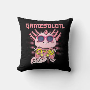 Gamesolotl Axolotl Video Gamer Kawaii Anime Kids B Kissen