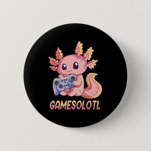 Gamesolotl Axolotl Video Gamer Kawaii Pastel Goth Button
