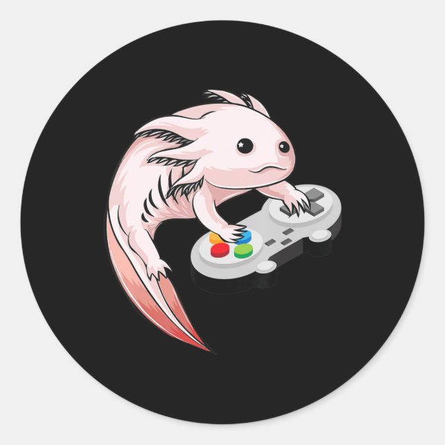 Gamesolotl Axolotl Video Games Kawaii Anime Gaming Runder Aufkleber (Vorderseite)