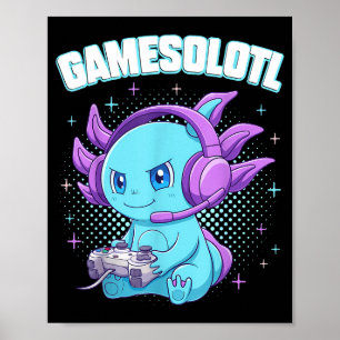 Gamesolotl Axolotl Videospieler Kawaii Anime Gesch Poster