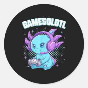 Gamesolotl Axolotl Videospieler Kawaii Anime Gesch Runder Aufkleber