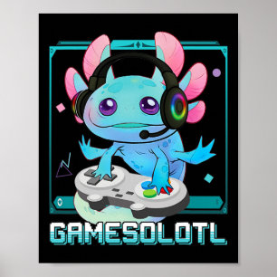Gamesolotl Axolotl Videospieler Kawaii Pastel Goth Poster
