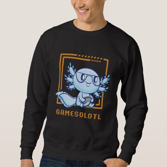 Gamesolotl Gamer Axolotl Playing Video Games Walki Sweatshirt (Vorderseite)