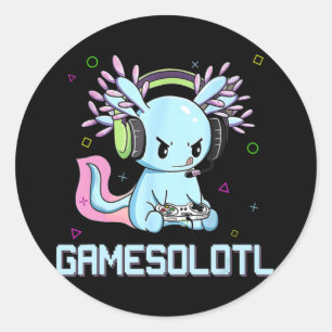 Gamesolotl Niedlich Axolotl Video Gamer Kawaii Ani Runder Aufkleber