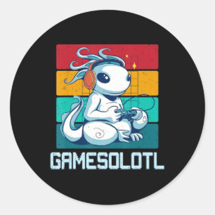 Gamesolotl Niedlich Axolotl Video Gamer Kawaii Ani Runder Aufkleber